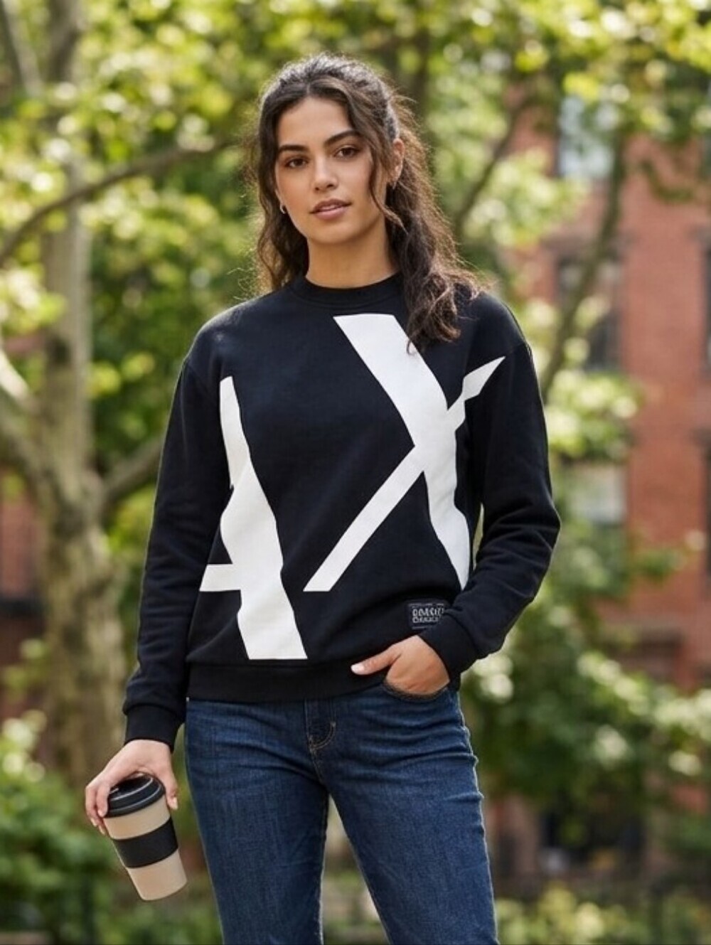 Armani Exchange Logo Sweatshirt Black Size Small